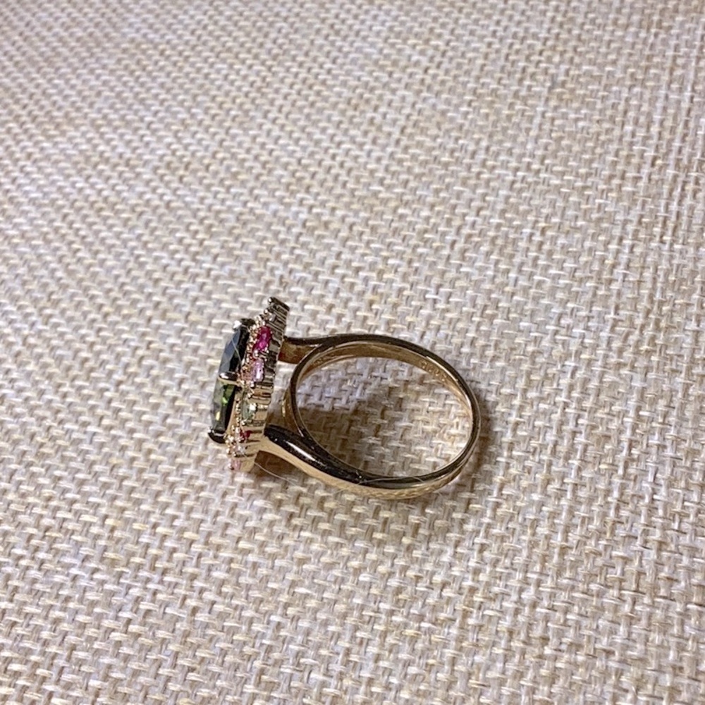 Gold Olivine & Multi Color Stones Ring - Picture 2 of 4